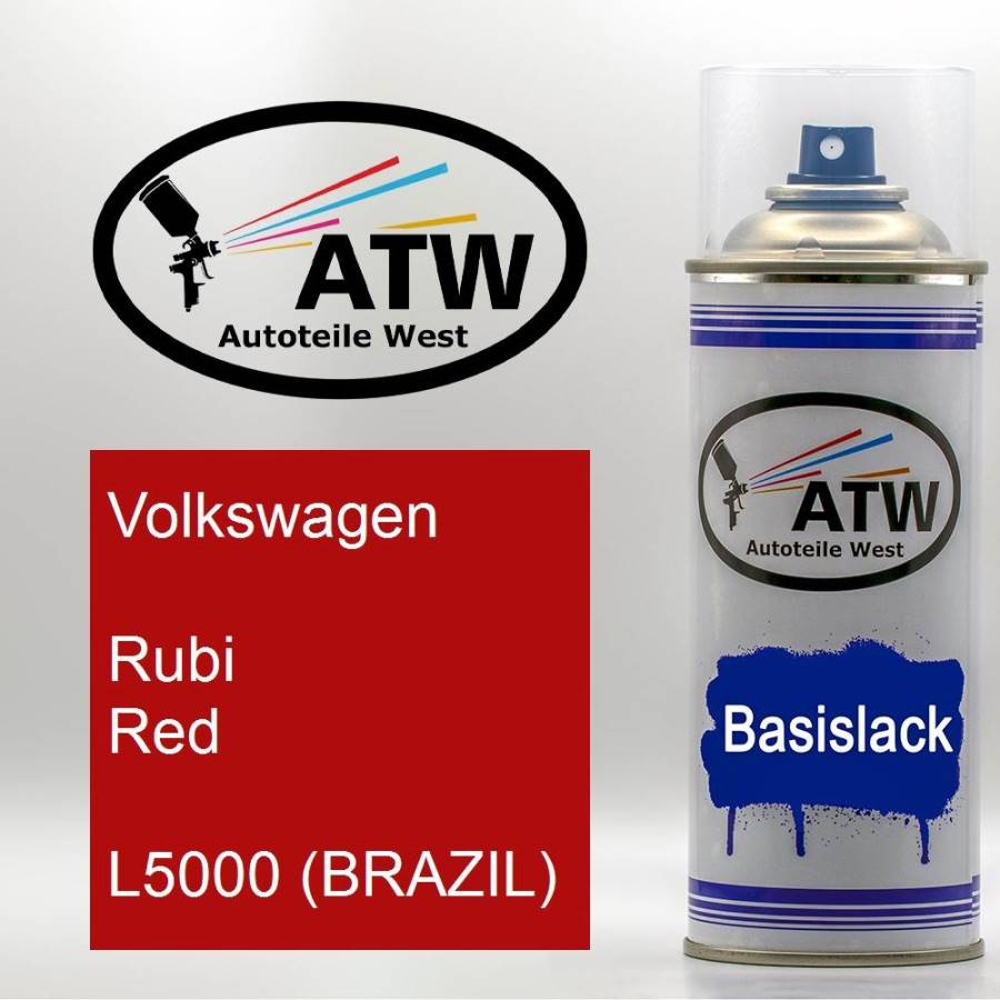 Volkswagen, Rubi Red, L5000 (BRAZIL): 400ml Sprühdose, von ATW Autoteile West.